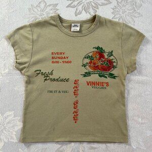 Urban Outfitters Vinnie's Veggies Green Tomato Baby Tee Cotton Graphic Crop Top